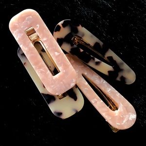Resin Acrylic Tortoiseshell Pink Hair Clips 2pc